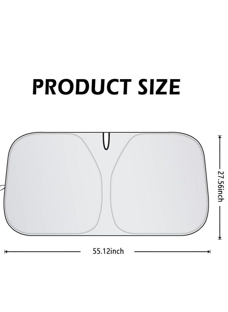 غطاء زجاج أمامي للسيارة - قابل للطي ومقاوم للحرارة والأشعة فوق البنفسجية - يحافظ على برودة السيارة، غطاء زجاج أمامي عالمي مناسب للسيارة والشاحنات والسيارات الرياضية متعددة الاستخدامات (55. * 27.5 بو - Image 3
